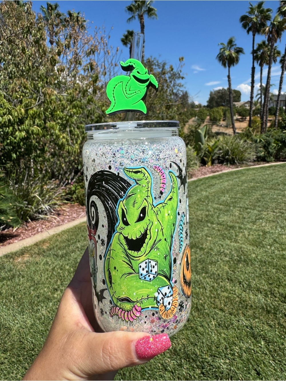 Nightmare Before Christmas Oogie Boogie Snow globe Tumbler 16oz